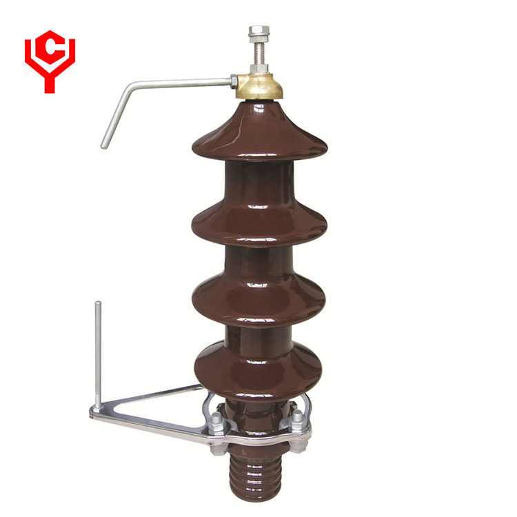 Outdoor 1kV Low Voltage Bushings Brown Ceramic Insulator With Lightning Rod